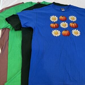 Mixed Brand Graphic T-Shirt Lot Halloween Thanksgiving Cotton Adult L (4 Pack)